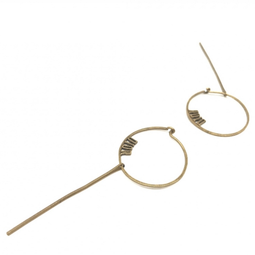 Dior Gold Tone Hoop Earrings with Slim Drop Bars - Picture 10 of 13
